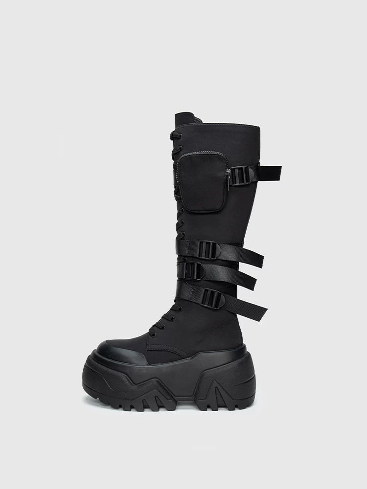 Dollybae Microfiber Platform Combat Boot