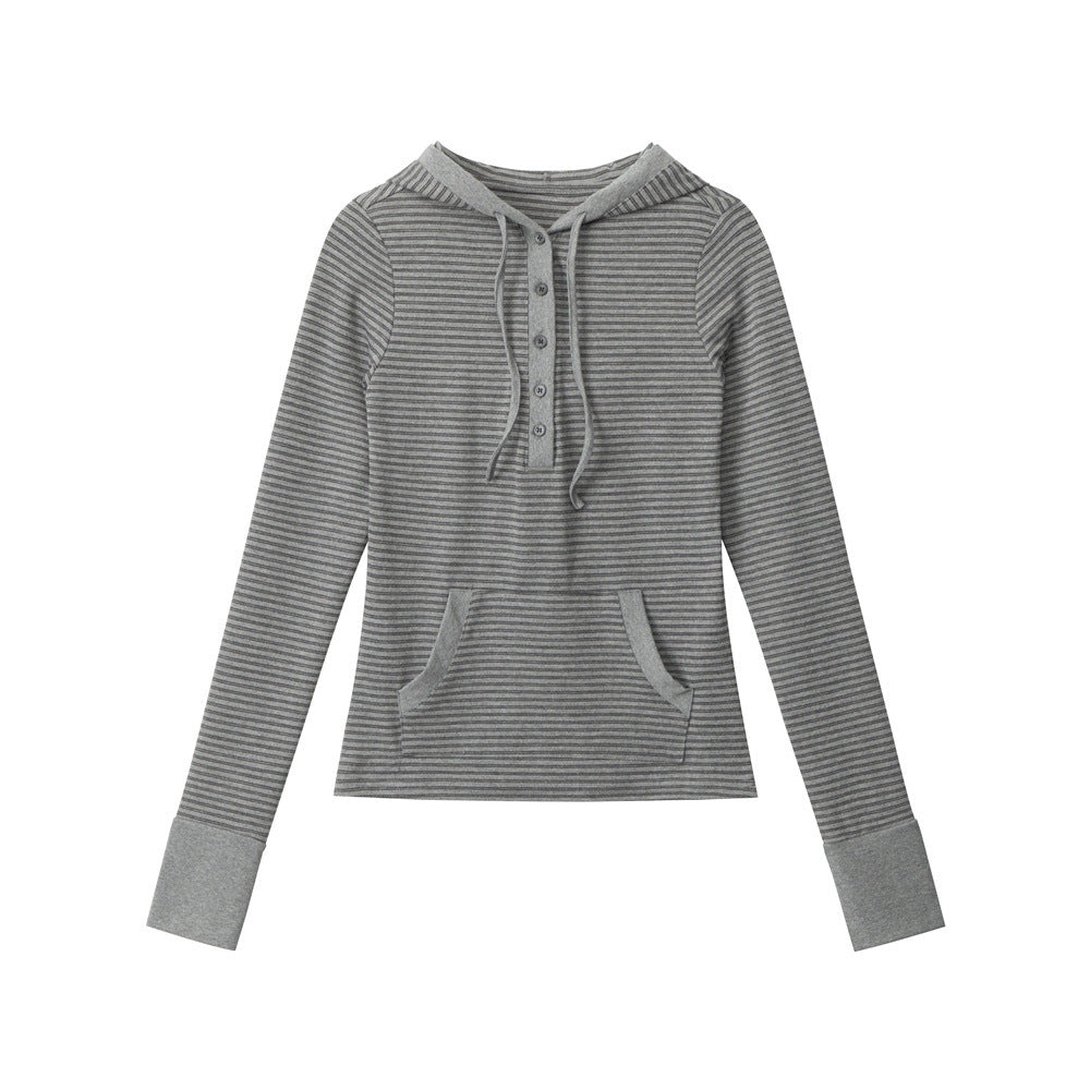 Nariele Striped Slim Fit Hooded Long Sleeve