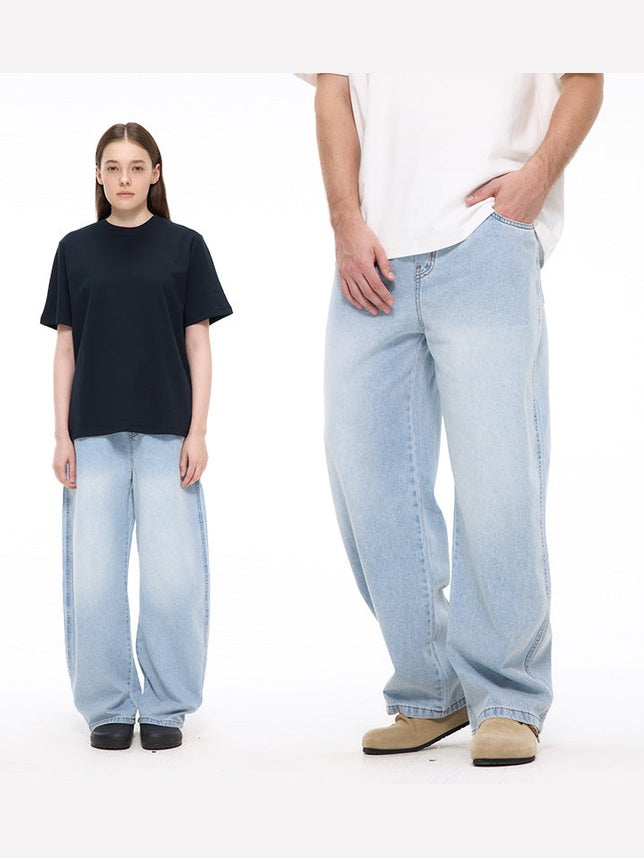 UNF Washed Straight Casual Wide Leg Scimitar Jeans