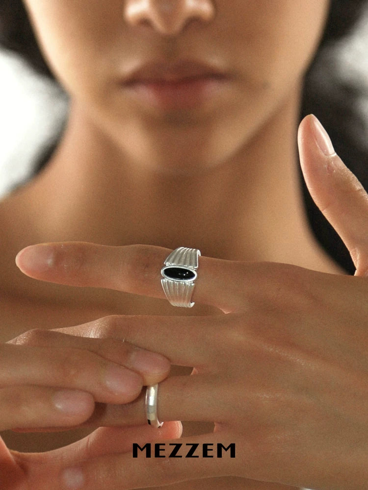 MEZZEM Black Onyx Open Ring
