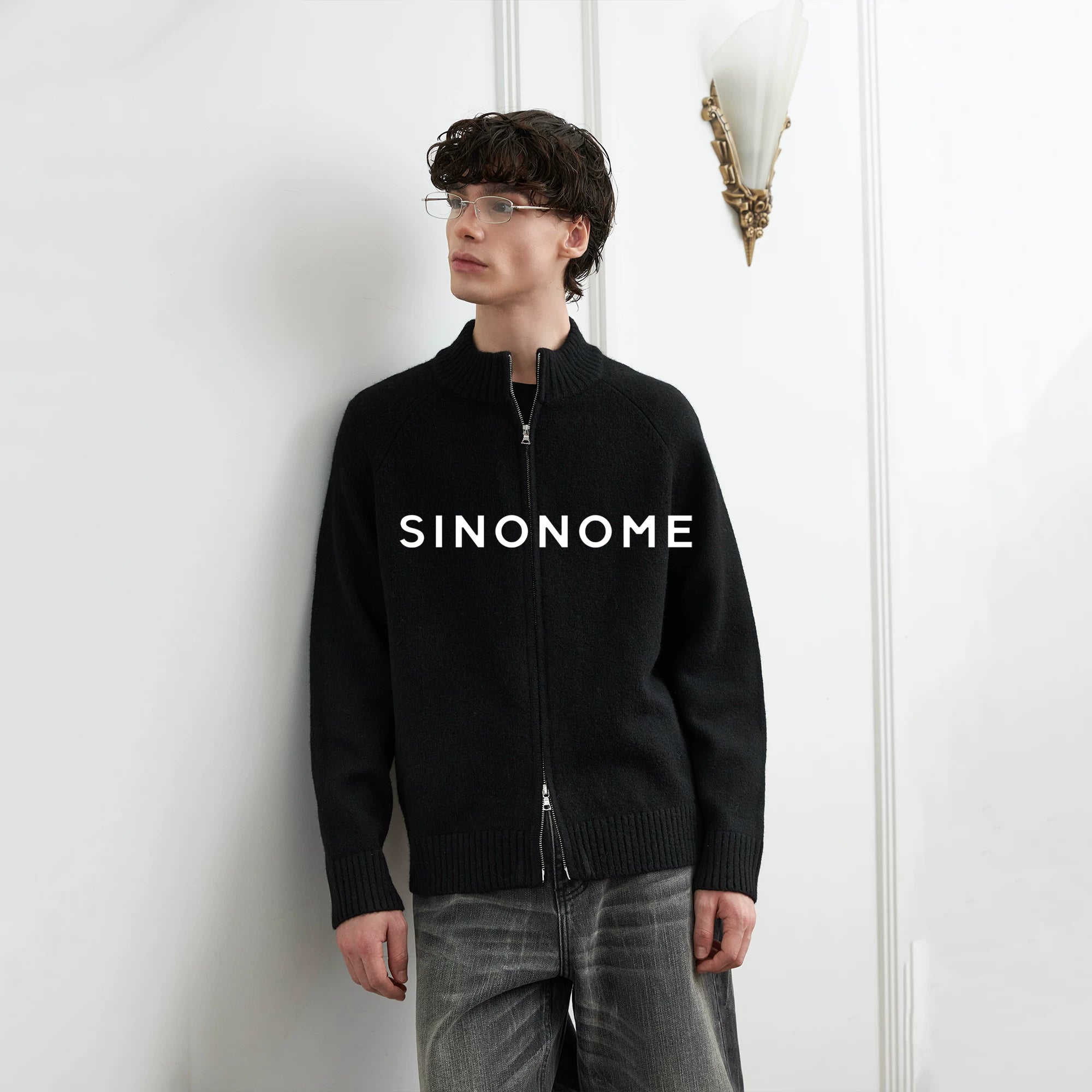 SINONOME Simple Loose Zipper Sweater