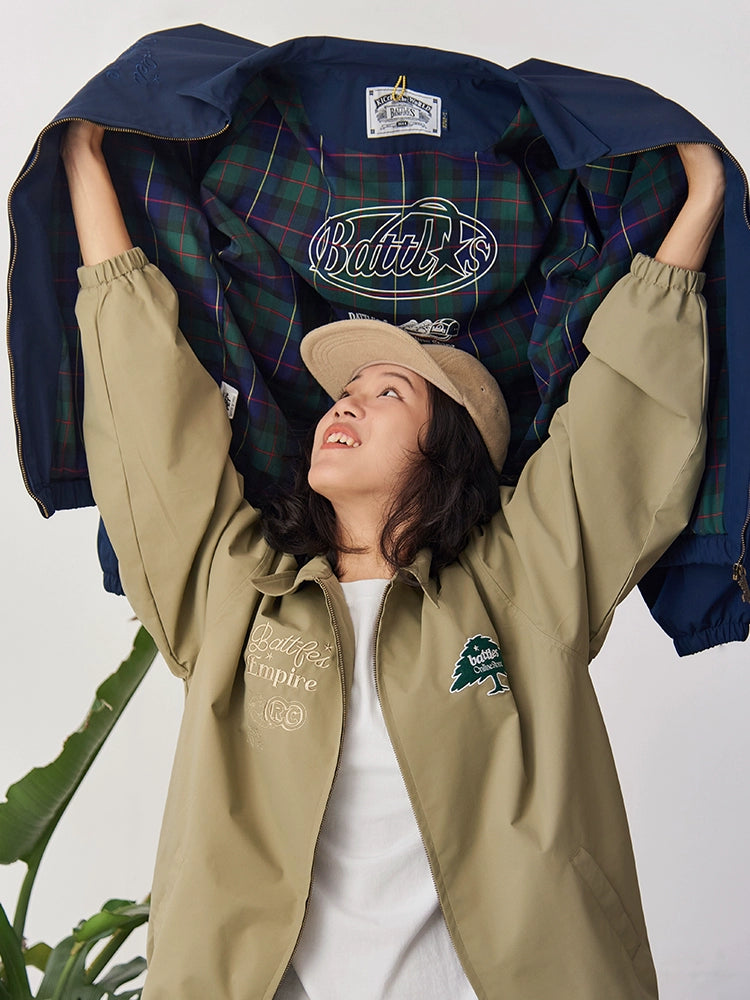 Battles Windproof Water-proof Embroidered Vintage Loose Jacket