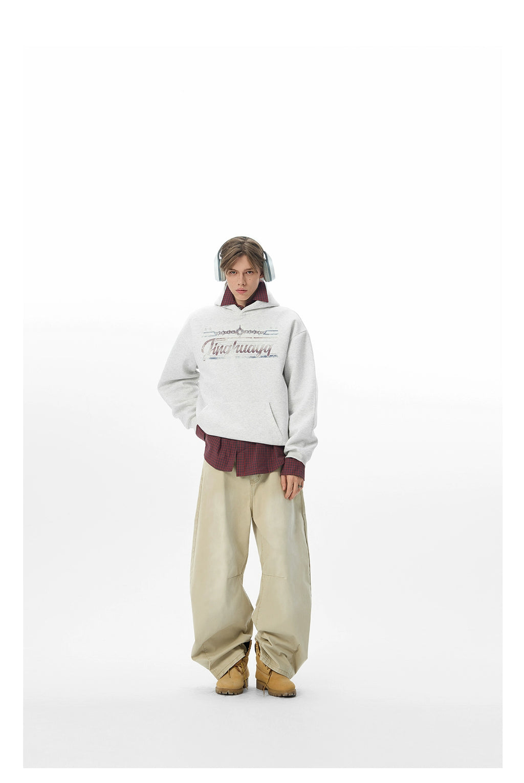 JHYQ Retro Letter Print Loose Sweater