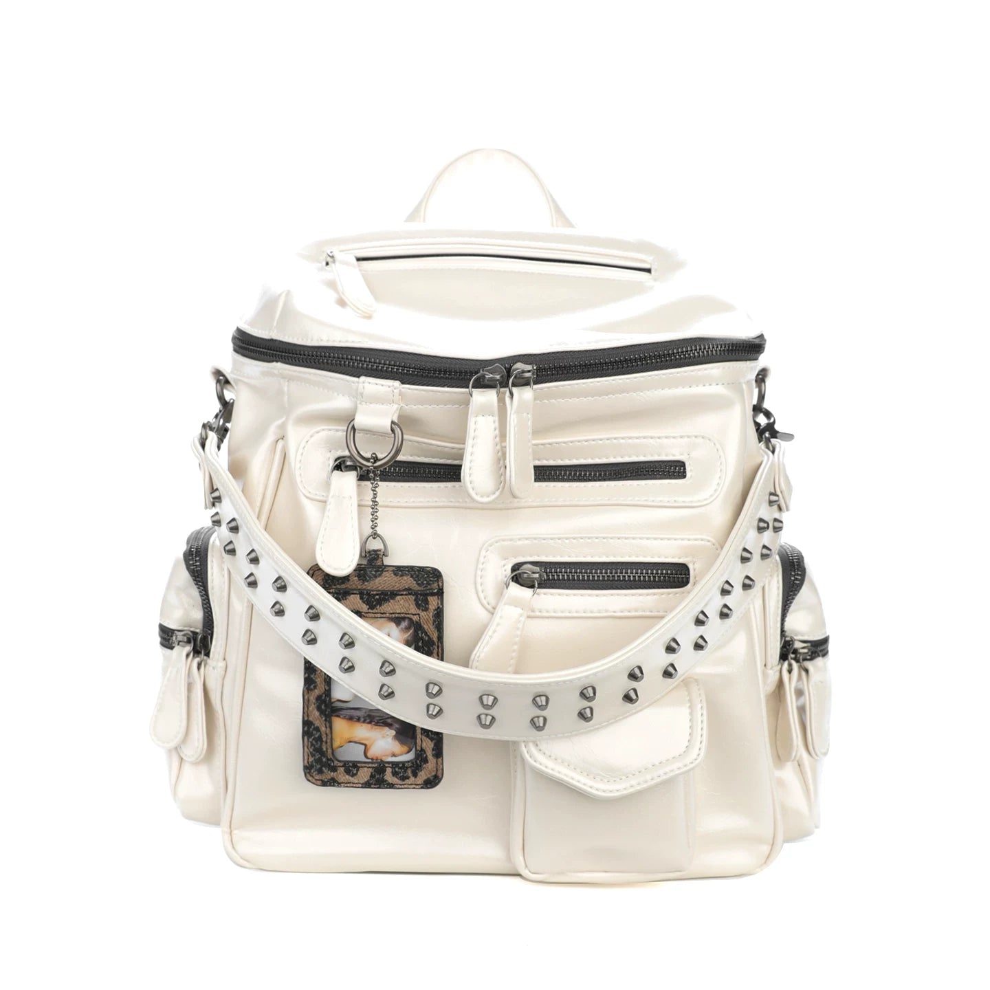 JANDRESS Faux Leather Zip-Top Single-Shoulder Backpack