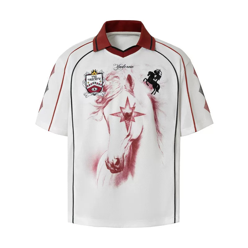 YADcrew Volcano Horse 260g Wrinkle-Resistant Relaxed Polo