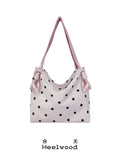 Heelwood Large Capacity Contrast Color Polka Dot Shoulder Tote Bag