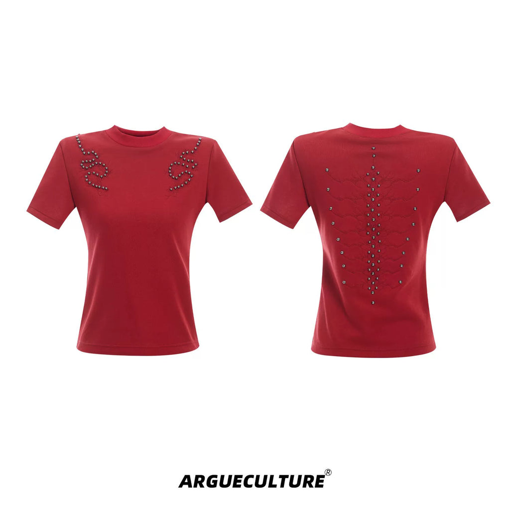 ArguECulturE Vintage Embroidery Slim Shoulder Tee