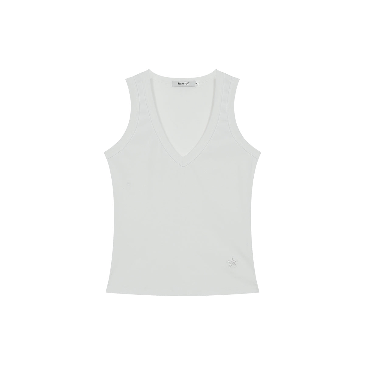 FUNKYFUN V-neck Embroidered Waist Sleeveless Vest of The Same Color
