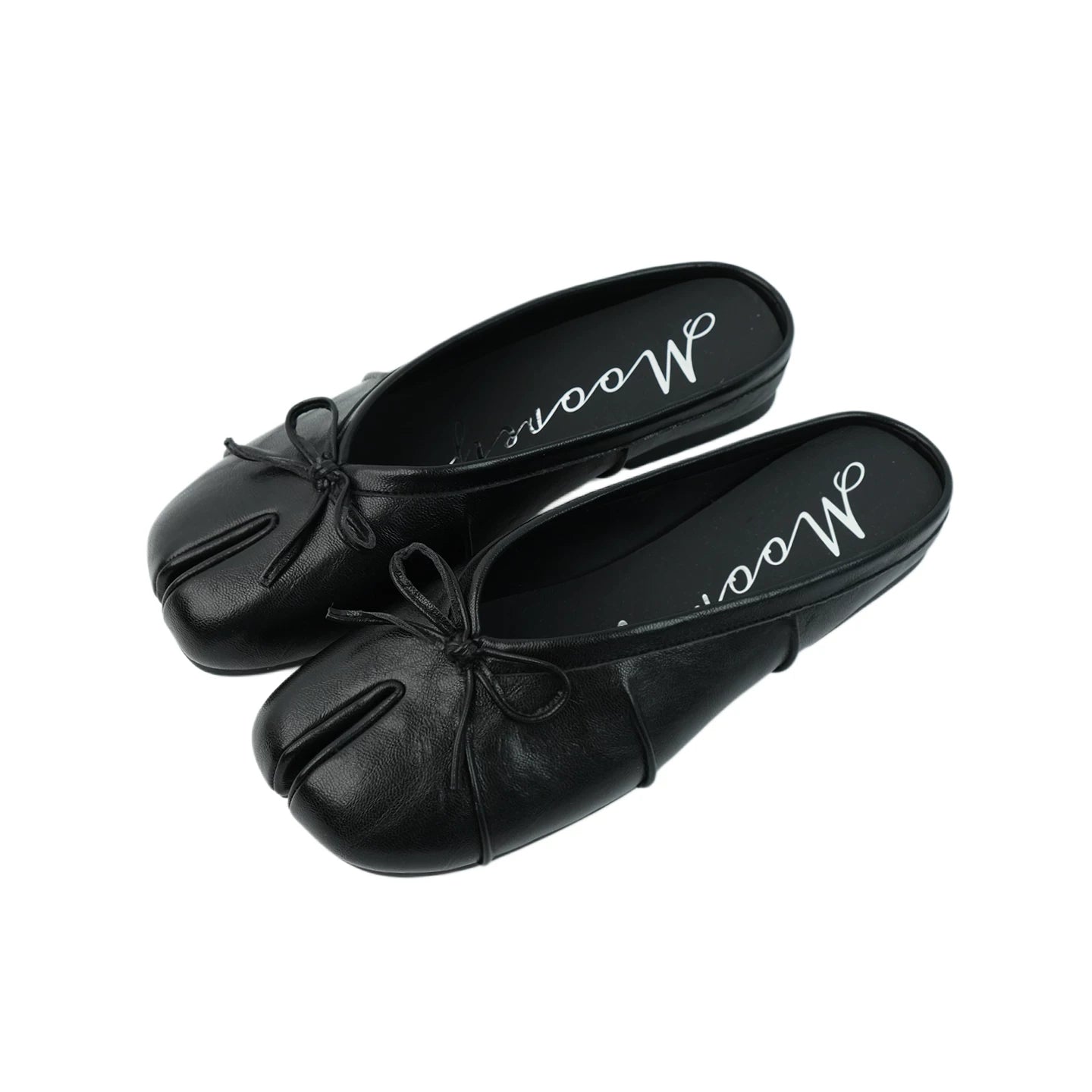 Mooreyu Silver Split-Toe Bow Ballet Flat