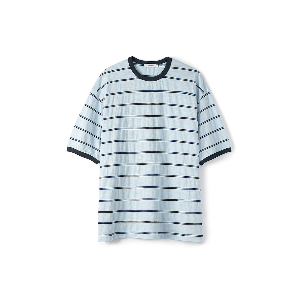 PARTIMENTO Striped Washed Relaxed Drop-Shoulder Tee