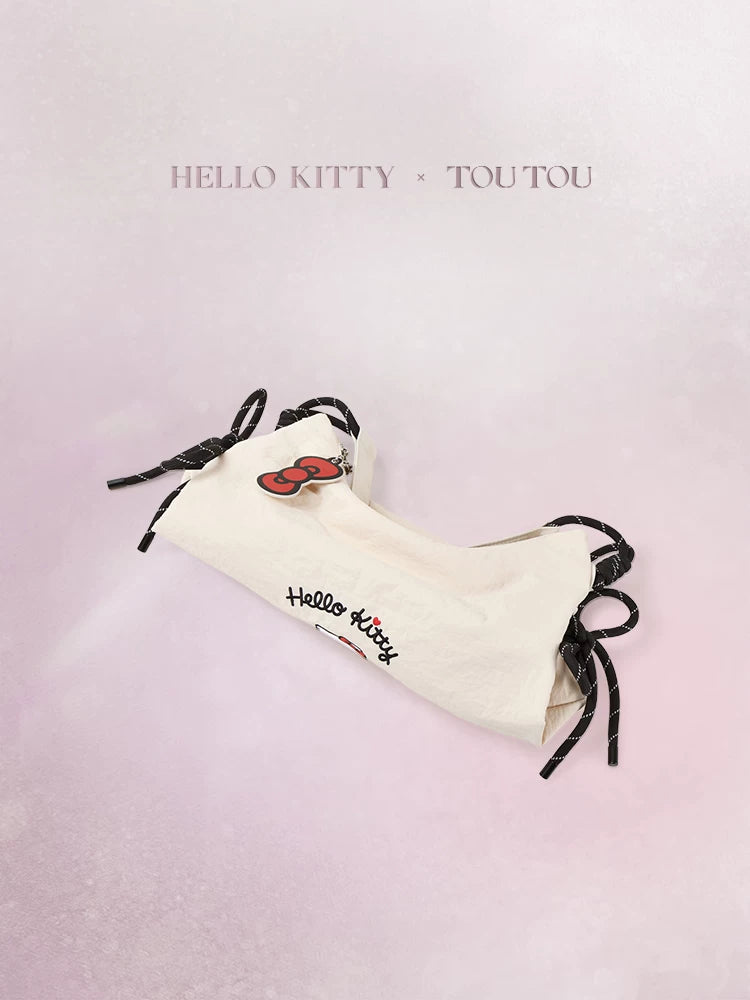 TOUTOU Cream White Canvas Zip-Top Crossbody Bag