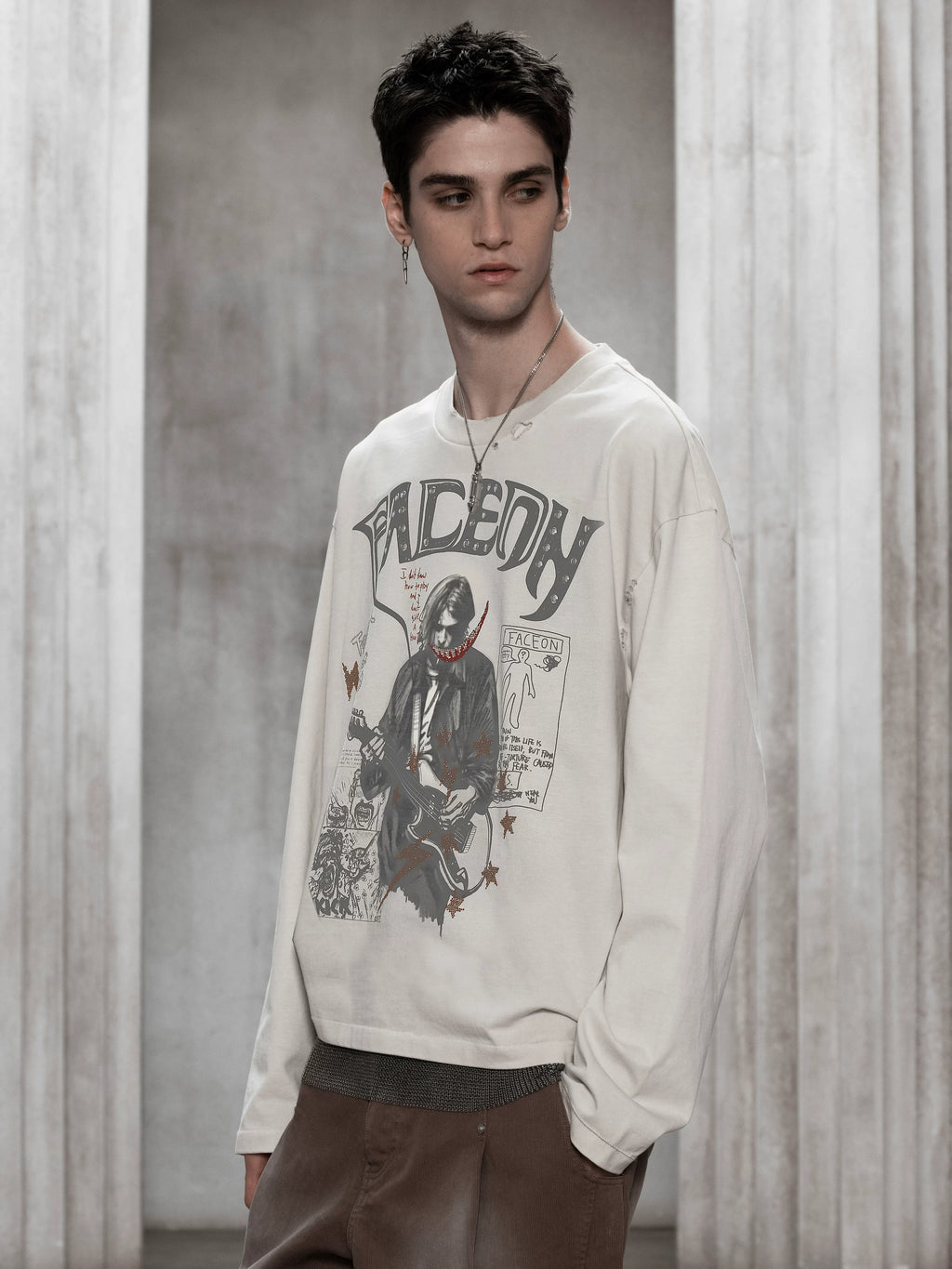FACEON LAB American High-Street Designer Graffiti Print Base Layer