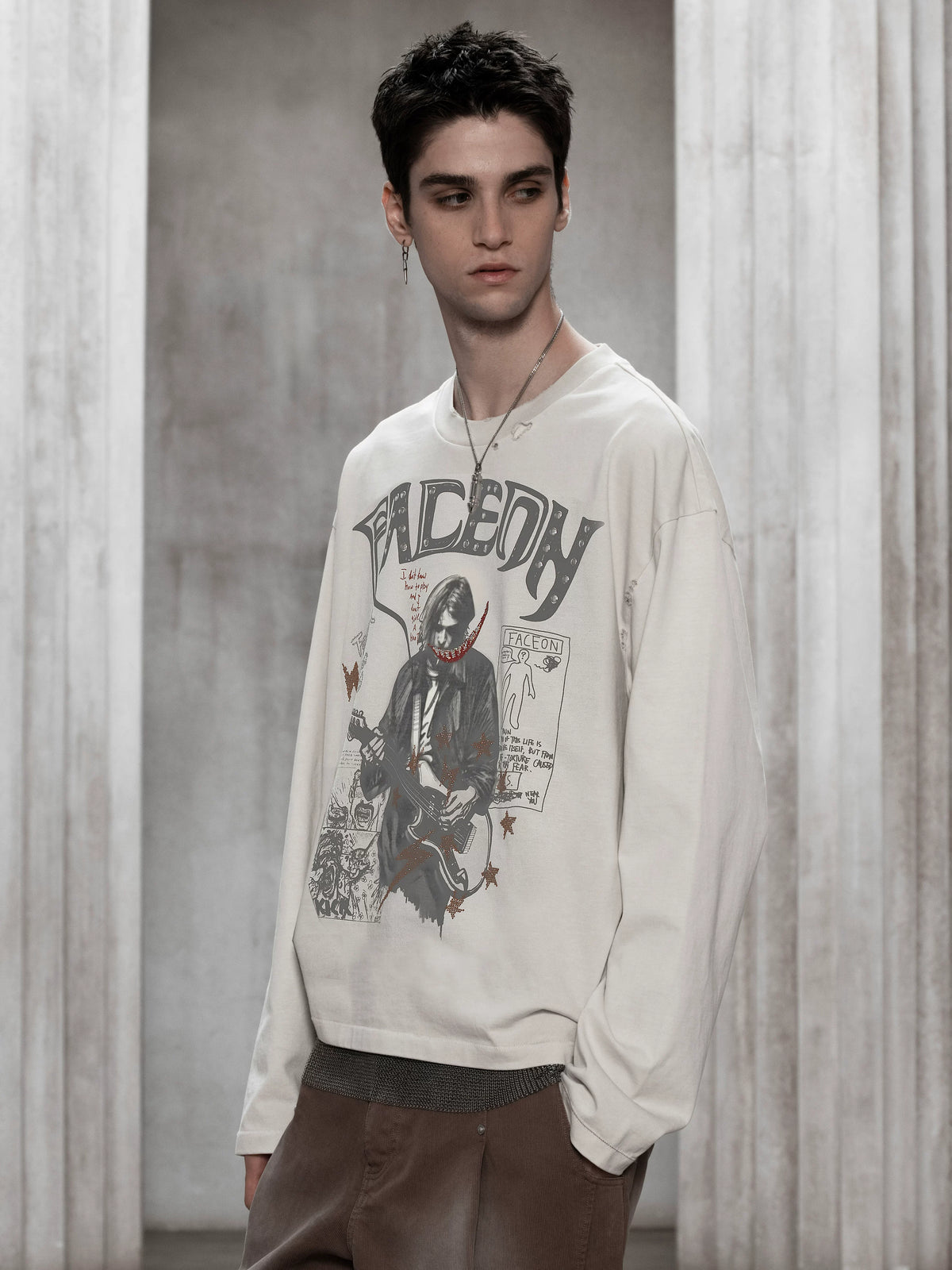 FACEON LAB American High-Street Designer Graffiti Print Base Layer