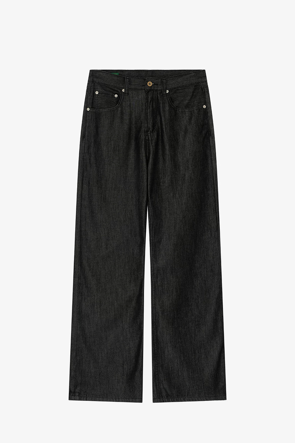 NO LOGO Black Sheen Straight-Flare Raw Denim Jeans
