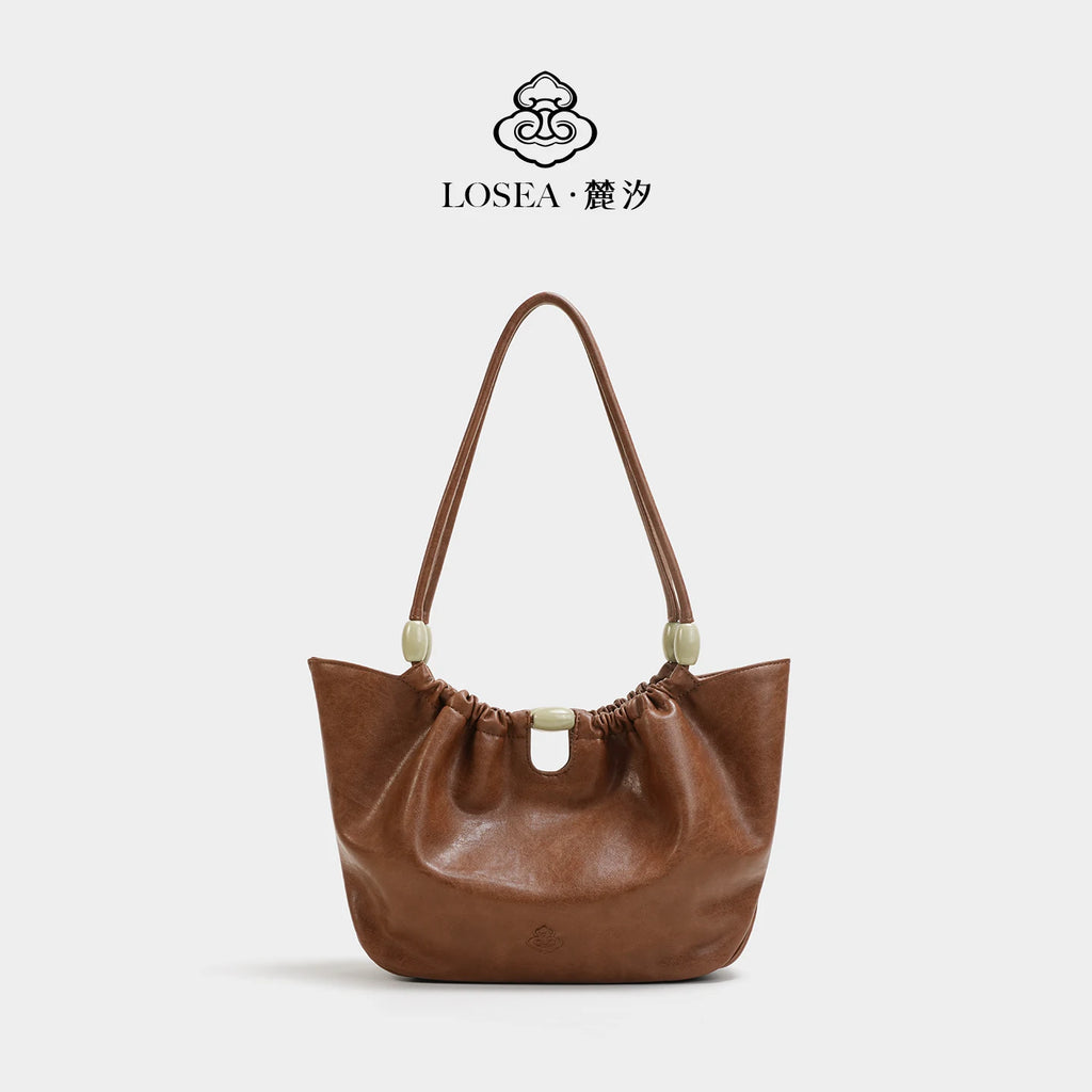 LOSEA Jade Green Faux Leather Magnetic Snap Basket Bag