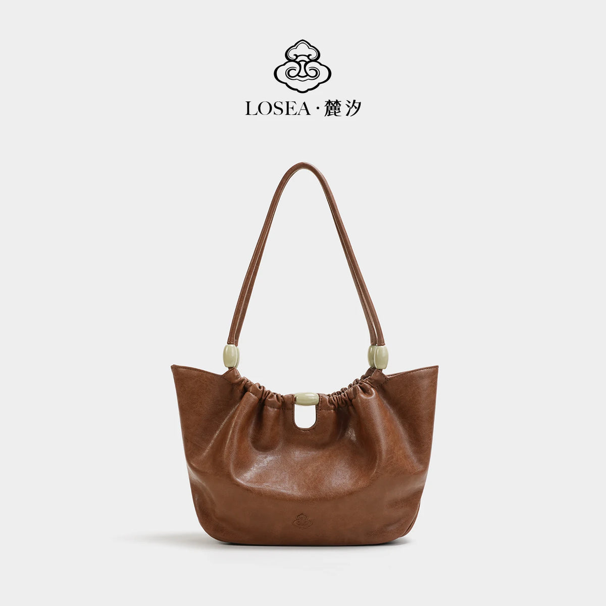 LOSEA Jade Green Faux Leather Magnetic Snap Basket Bag