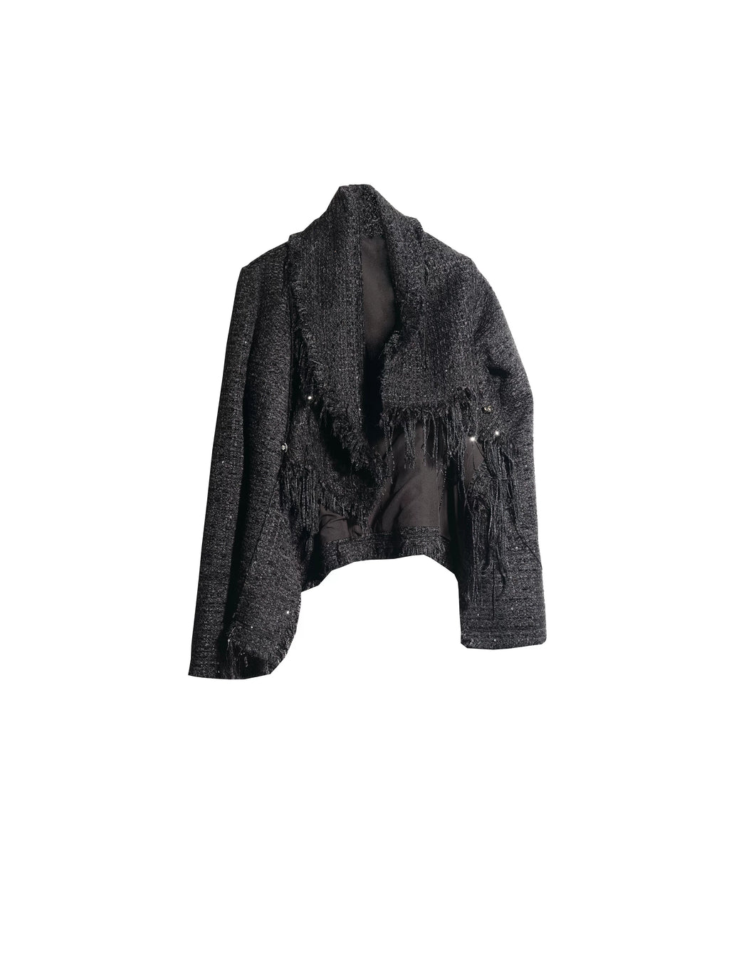 JNYLON Tassel Slanted Front Metal Button Chanel-style Jacket