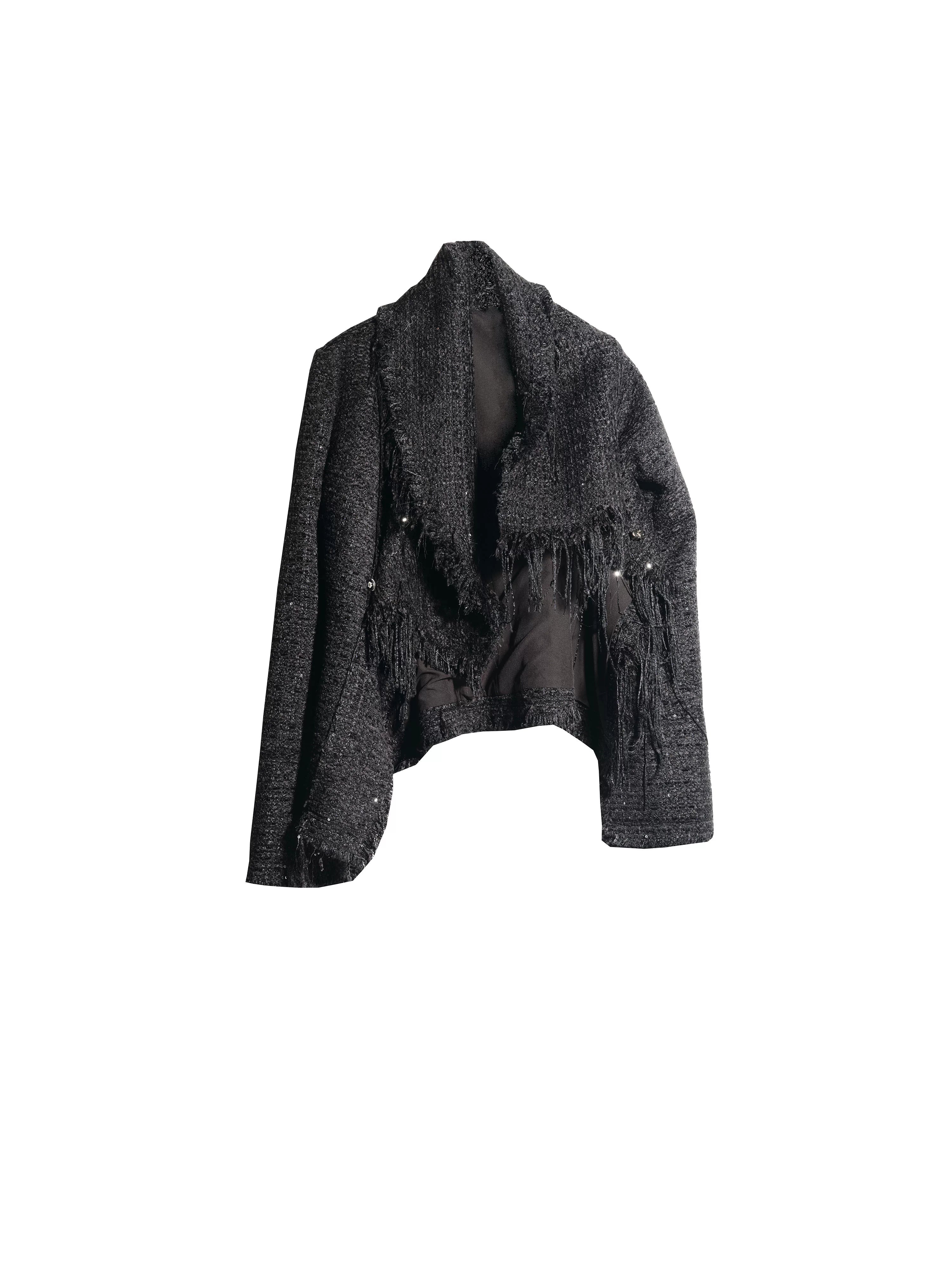 JNYLON Tassel Slanted Front Metal Button Chanel-style Jacket