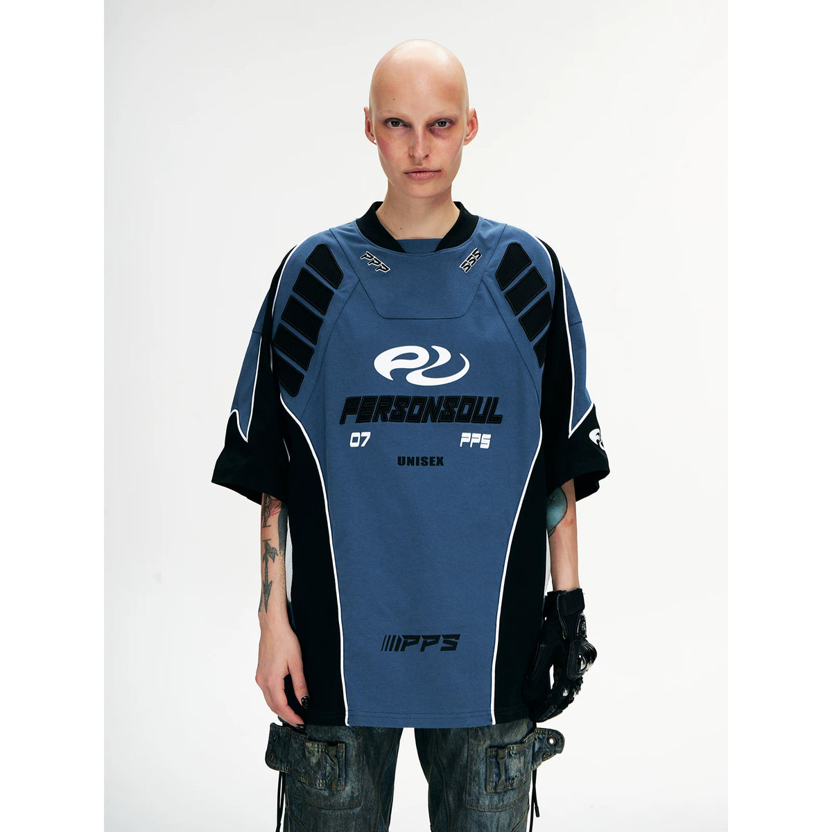 PERSONSOUL Racing Element 3D Embroidered Loose Tee