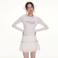 IMONE Skinny Lace Jacquard Pleated Skirt