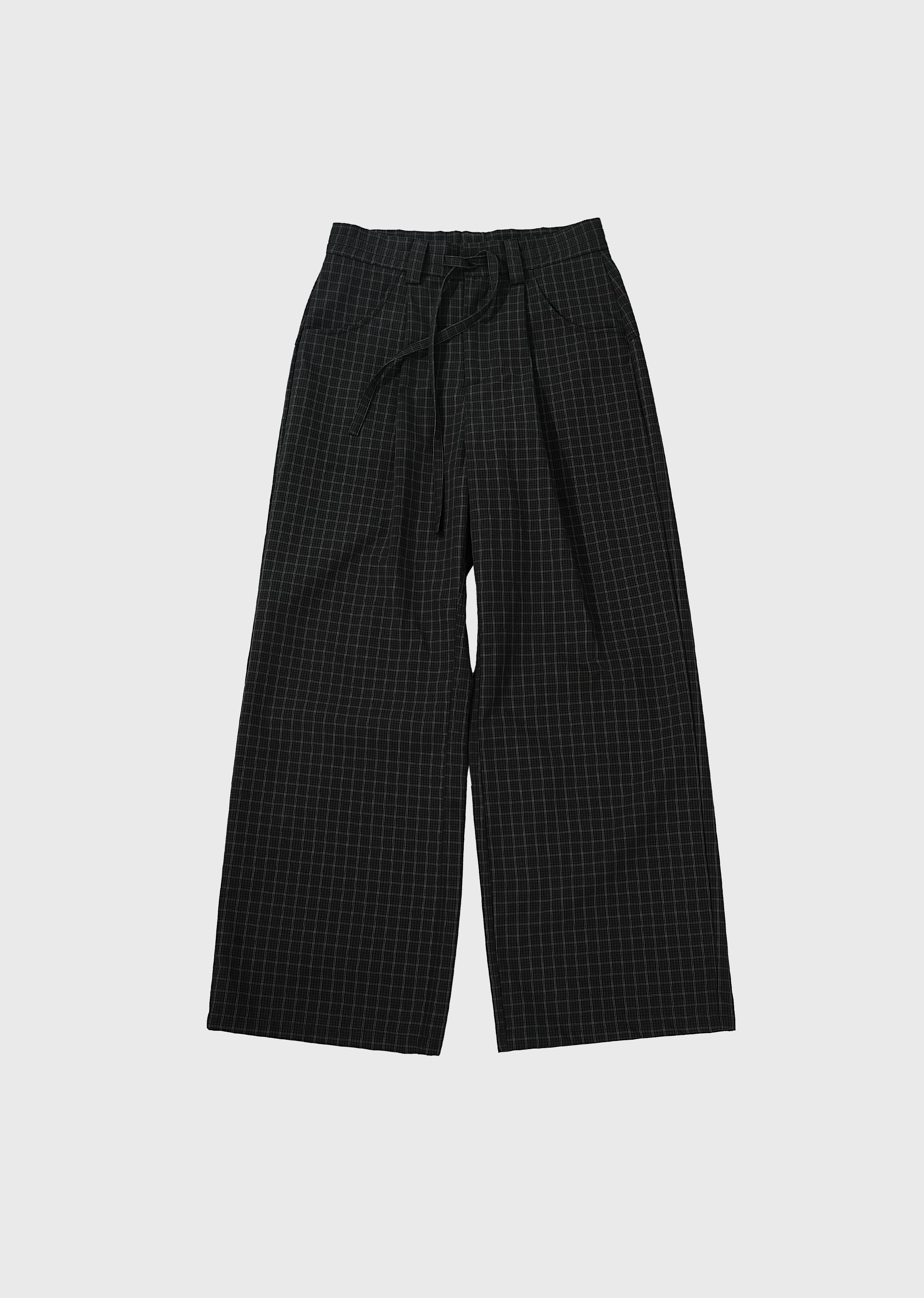 4JUNKS Checked-embroidered Straight Slacks