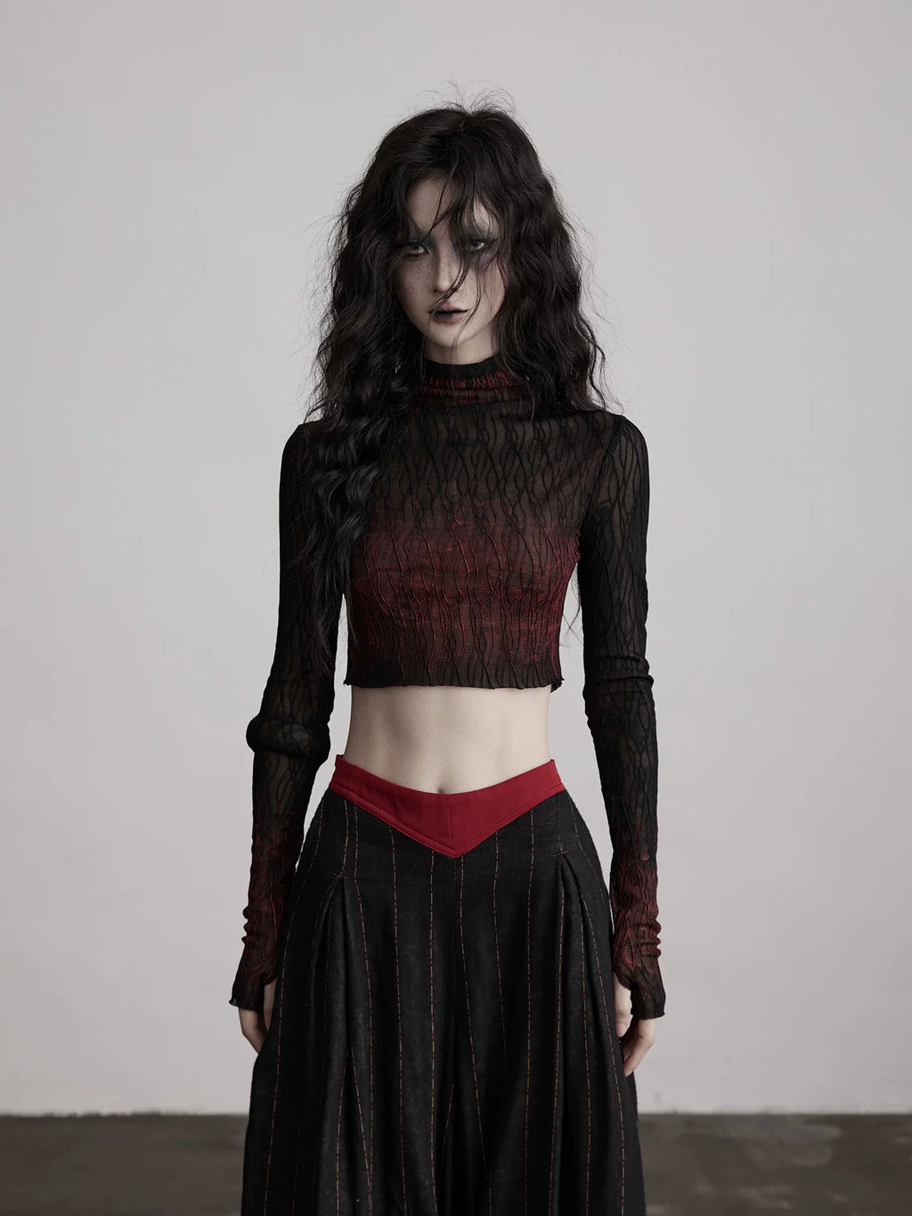 INDULGE Gradual Change Net Lace Short Long Sleeve
