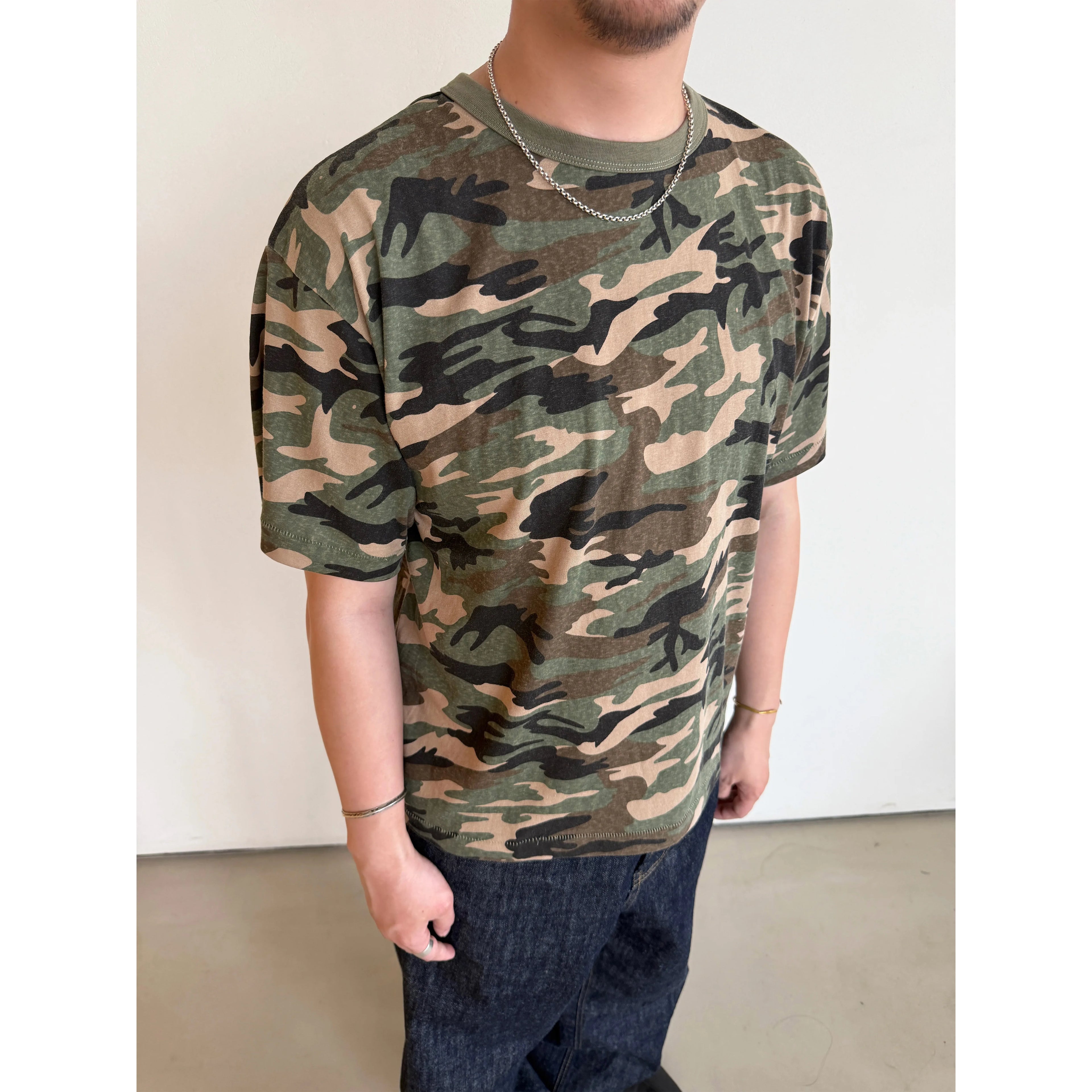 Anniehall Vintage Camo 260g Breathable Oversized Tee