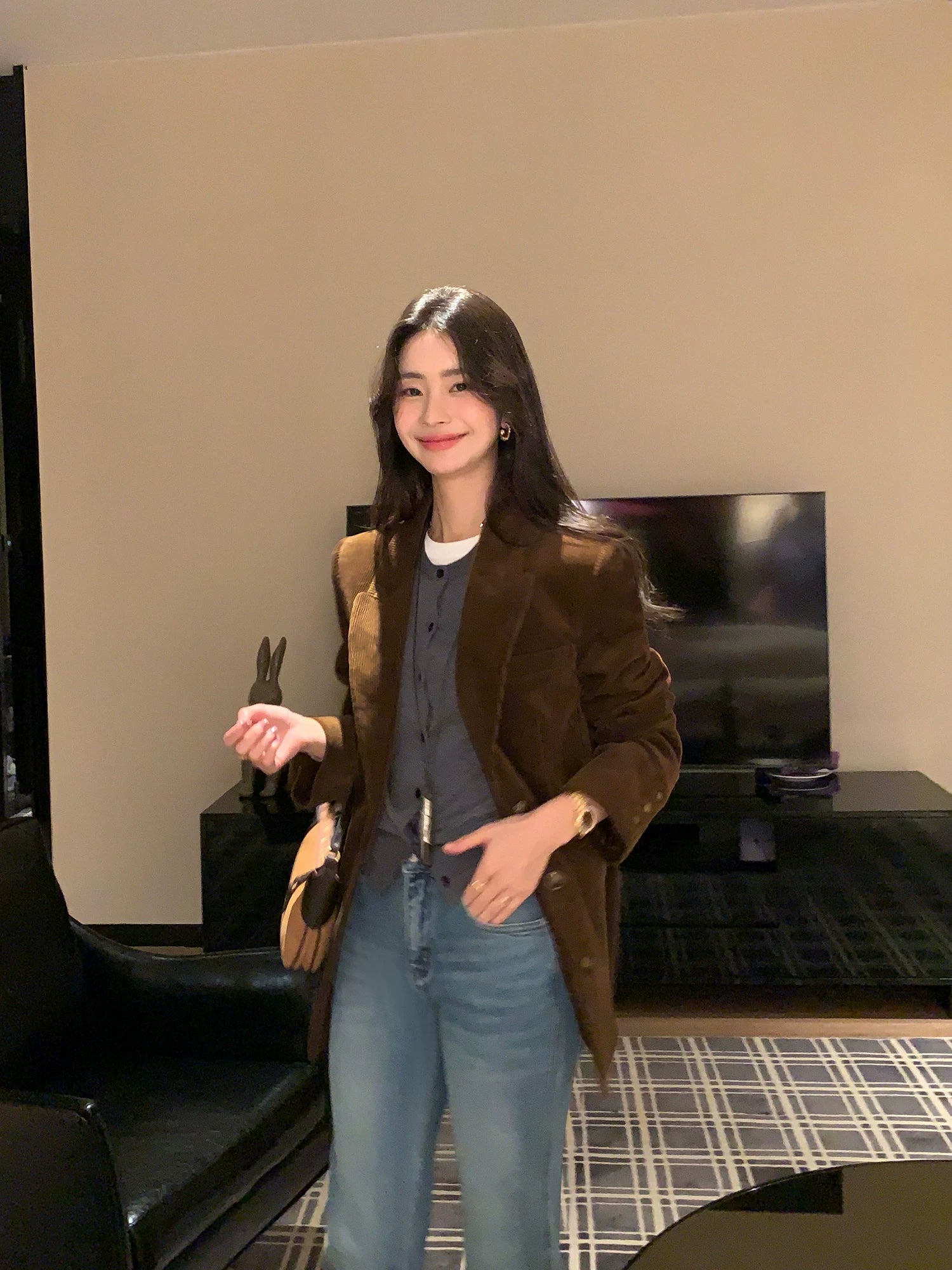 Pusumede Vintage Corduroy Loose Blazer