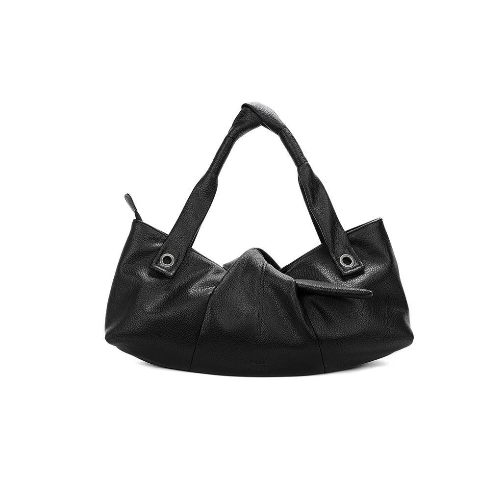 JANDRESS Black PU Leather Zip-Top Underarm Bag