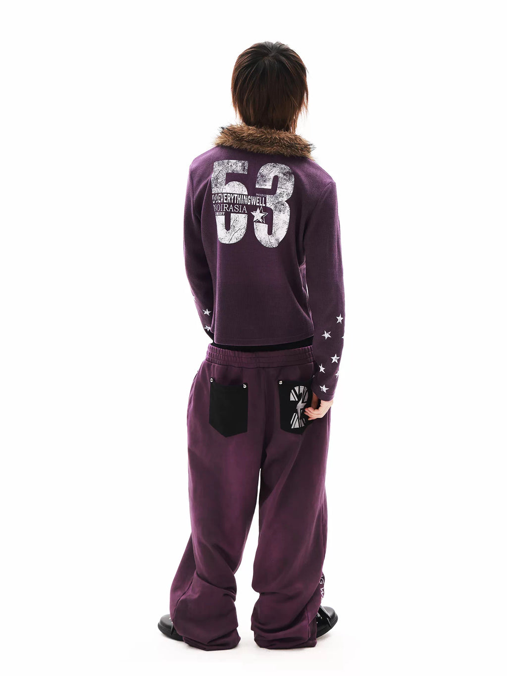 DETW Basic Slogan Double-Waist Panel Street Boxing Sweatpants