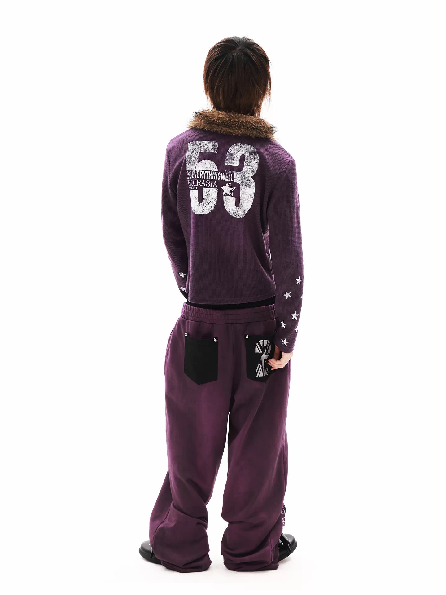 DETW Basic Slogan Double-Waist Panel Street Boxing Sweatpants