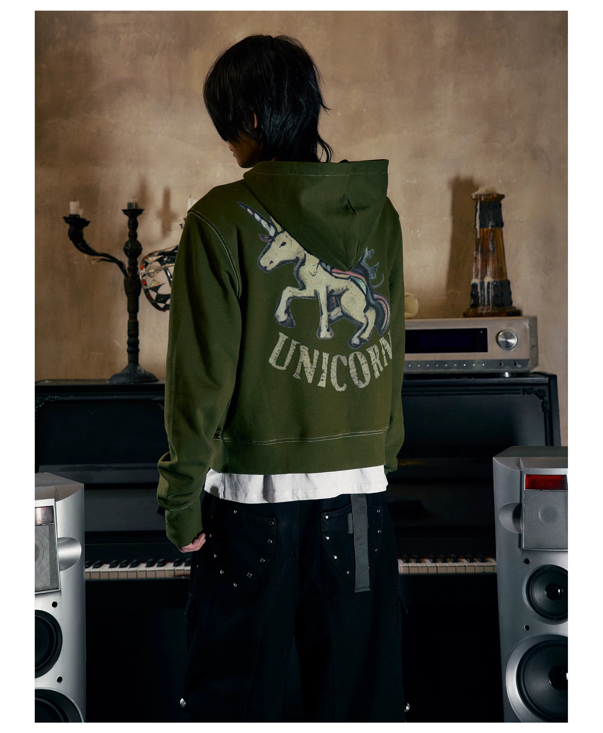 PAIKI Magic Ride Unicorn Cardigan Hooded Fleece Sweater