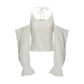 MAMC One-Shoulder Flared-Sleeve Slim-Fit White Top