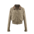 LINY LIBERTY Retro Plaid Collar Cropped Jacket