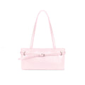 JANDRESS Pink Faux Leather Zip-Top Underarm Bag