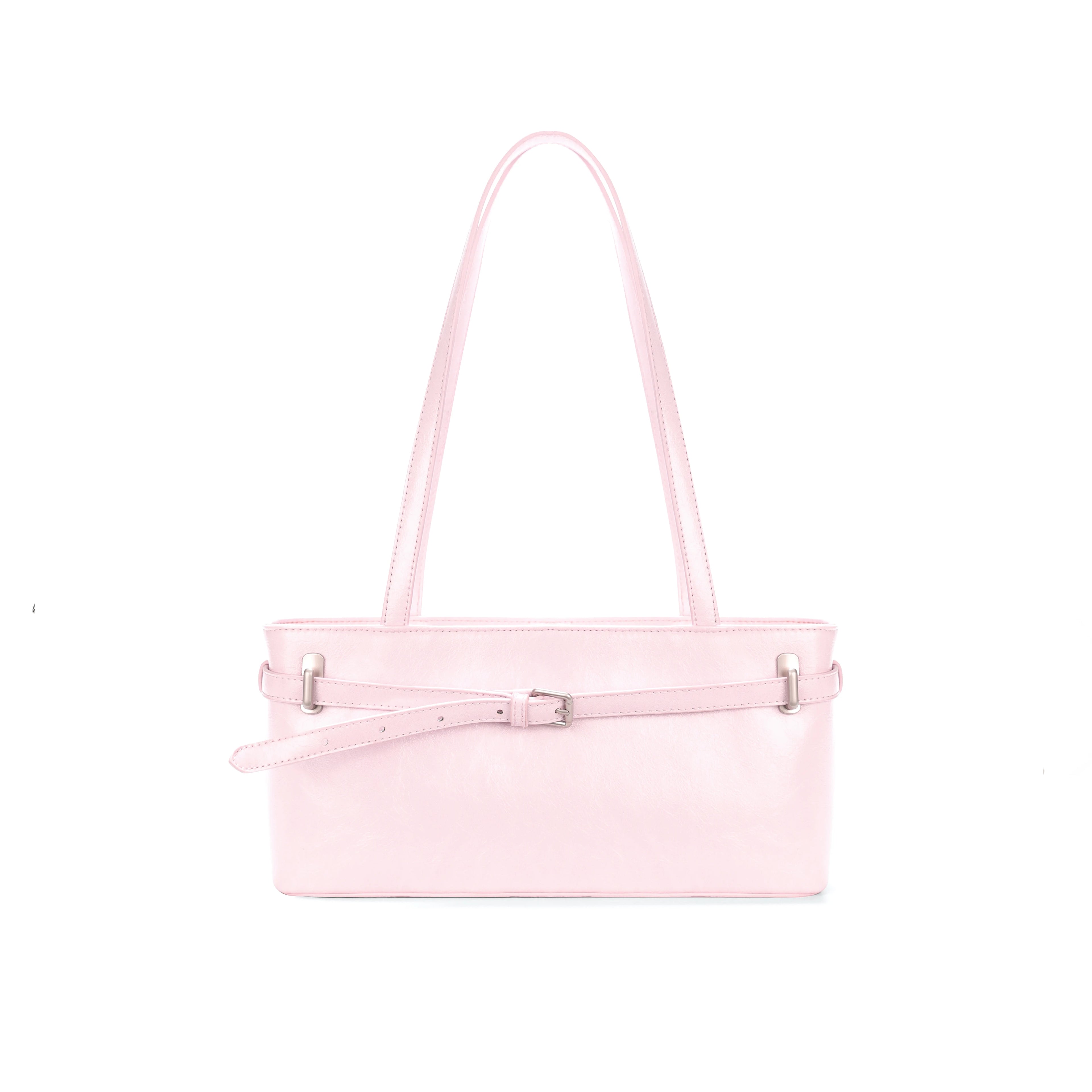JANDRESS Pink Faux Leather Zip-Top Underarm Bag