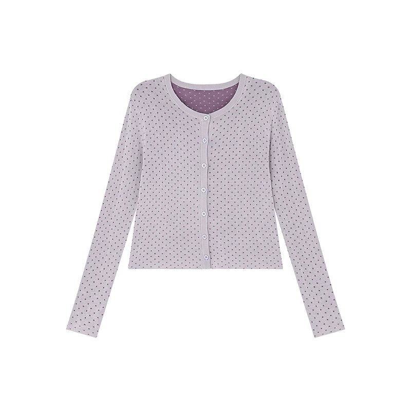 KANO Polka Dot Slim Fit Long-Sleeve Cardigan