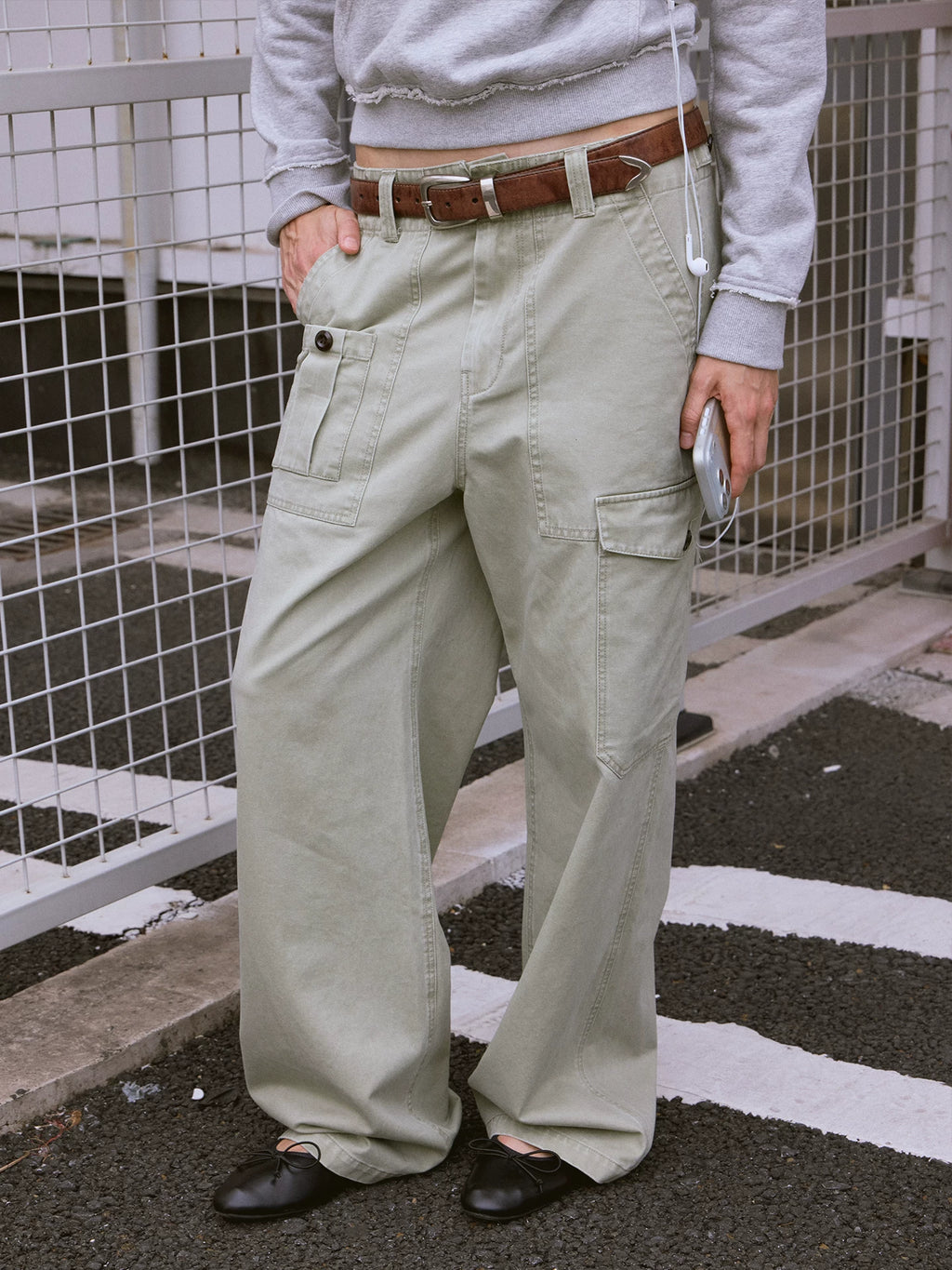 VLABMADE Faded P37 Cargo Pants Mid-Rise Straight-Leg Trousers