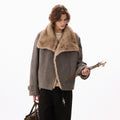 CHOR | 320g Faux Suede Bomber Jacket with Faux Fur Collar