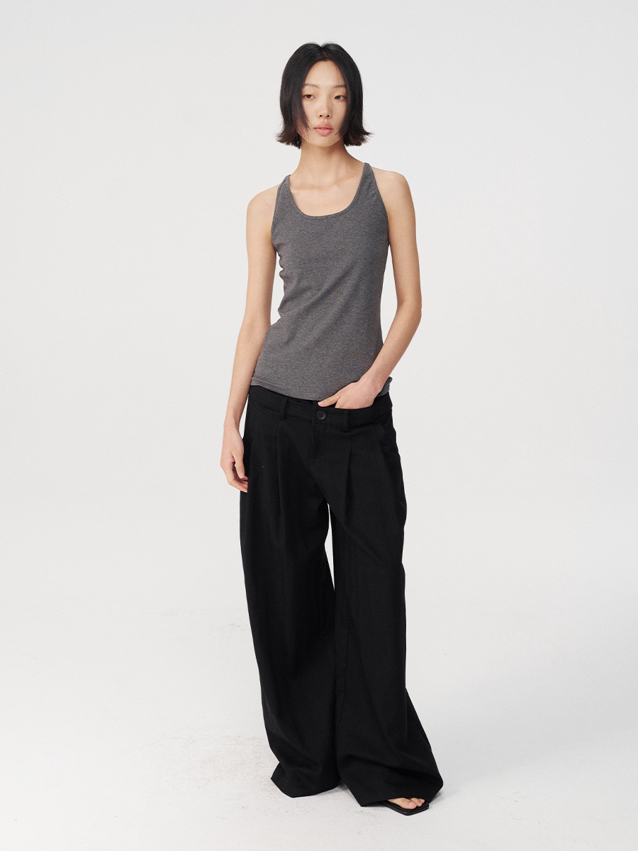 JCAESAR WOMEN Pleated Wide-Leg Low-Rise Trousers
