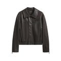 COSTUSTOOT Faux Leather Zip-Up Cropped Bomber Jacket