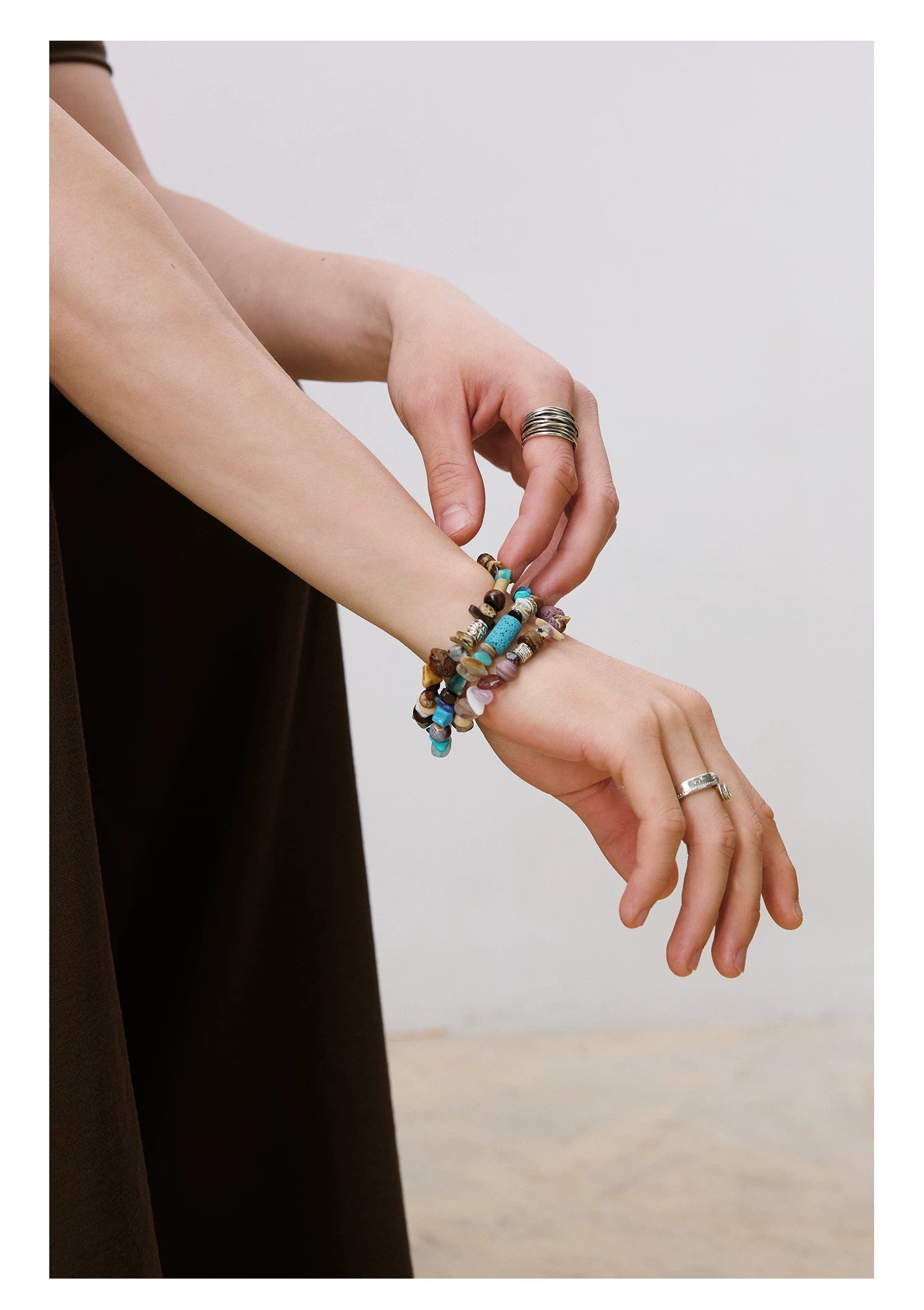 LR MADE Retro Colored Stone Bracelet Beaded