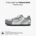 MASOOMAKE Mesh Lace-Up Color-Block Round-Toe Sneaker