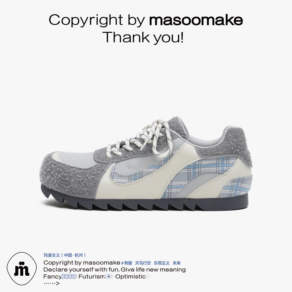 MASOOMAKE Mesh Lace-Up Color-Block Round-Toe Sneaker