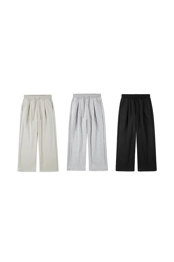 PLUS NO LOGO Loose Three-dimensional Pleated Straight Lazy Sweatpants