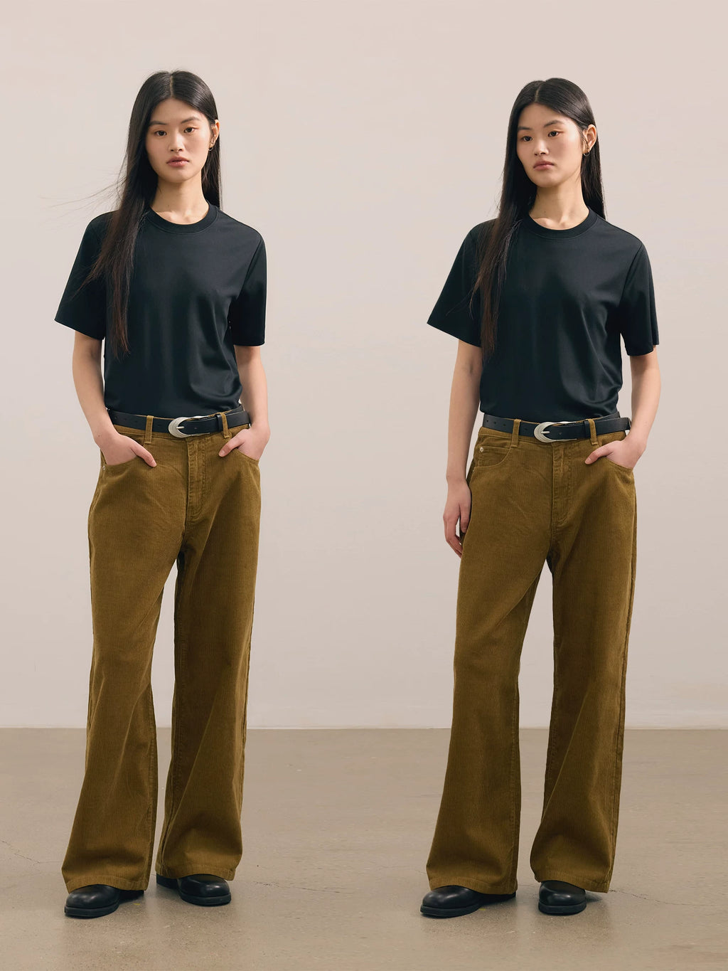 NO LOGO Lyocell/pure cotton retro washed straight corduroy trousers