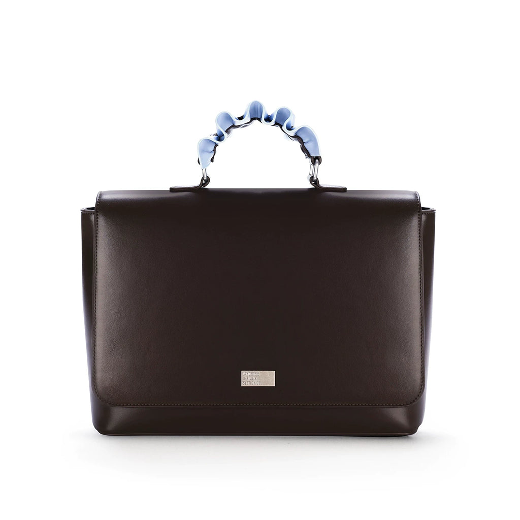 JANDRESS Brown Faux Leather Magnetic Snap Backpack