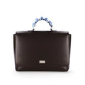 JANDRESS Brown Faux Leather Magnetic Snap Backpack