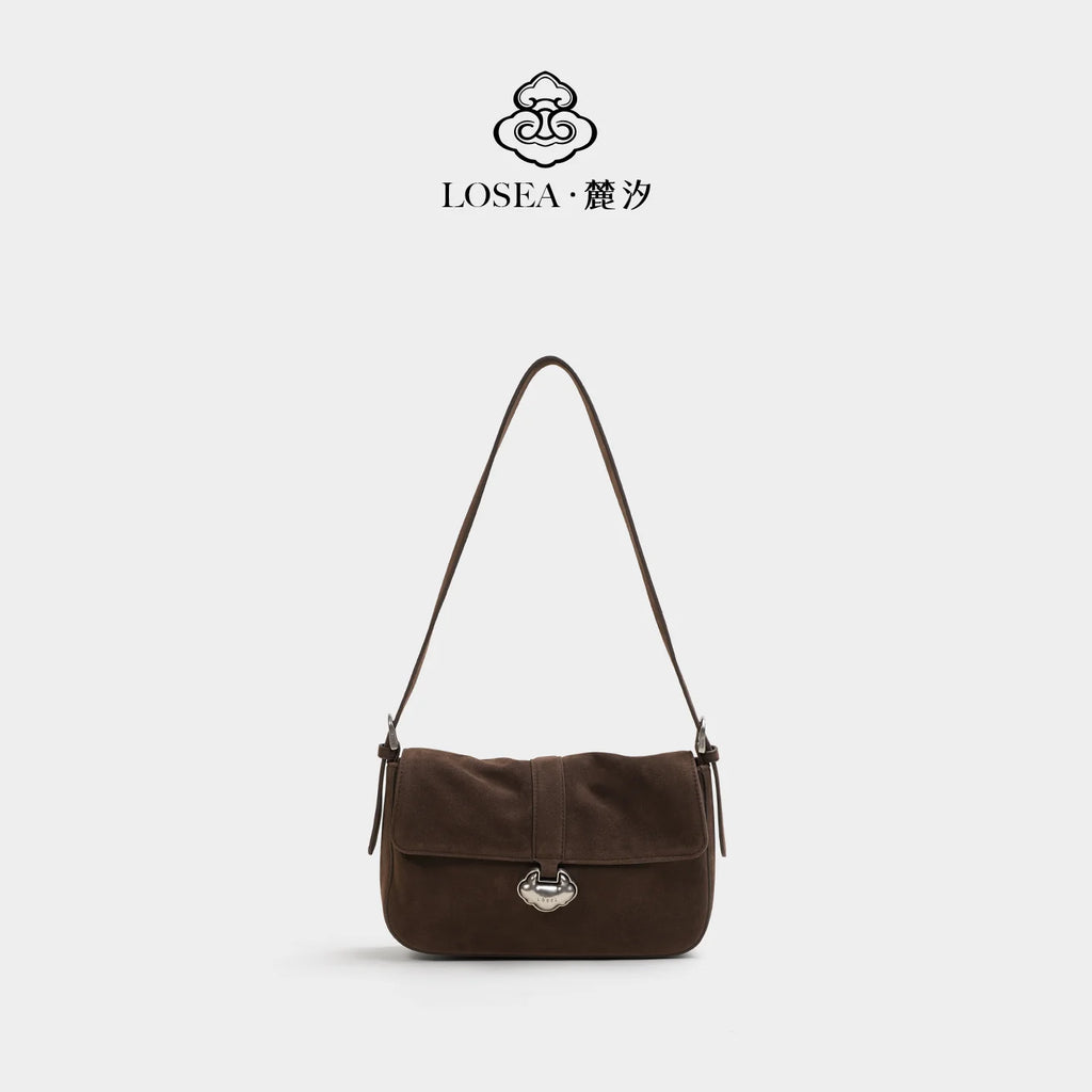 LOSEA Purple Faux Leather Magnetic Snap Underarm Bag