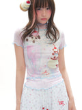 MASOOMAKE Printed Mesh Slim-Fit Tee